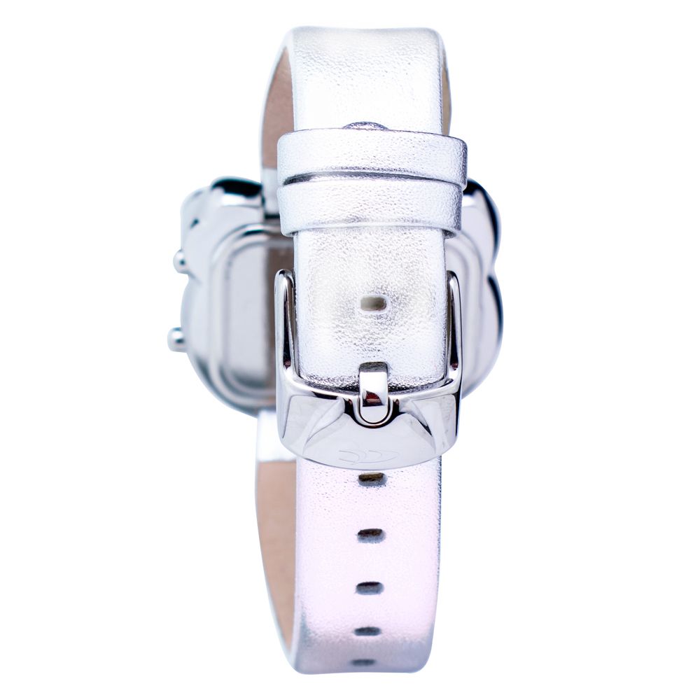 Silver Leather Digital Watch