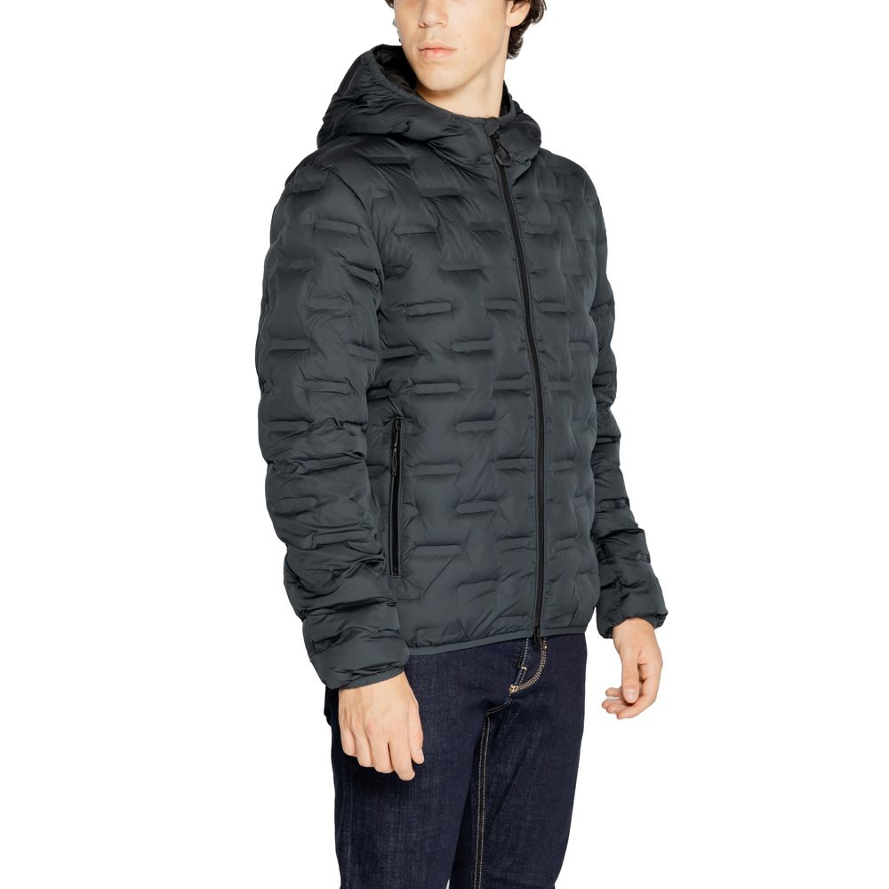 Blue Polyester Full-Length Jacket