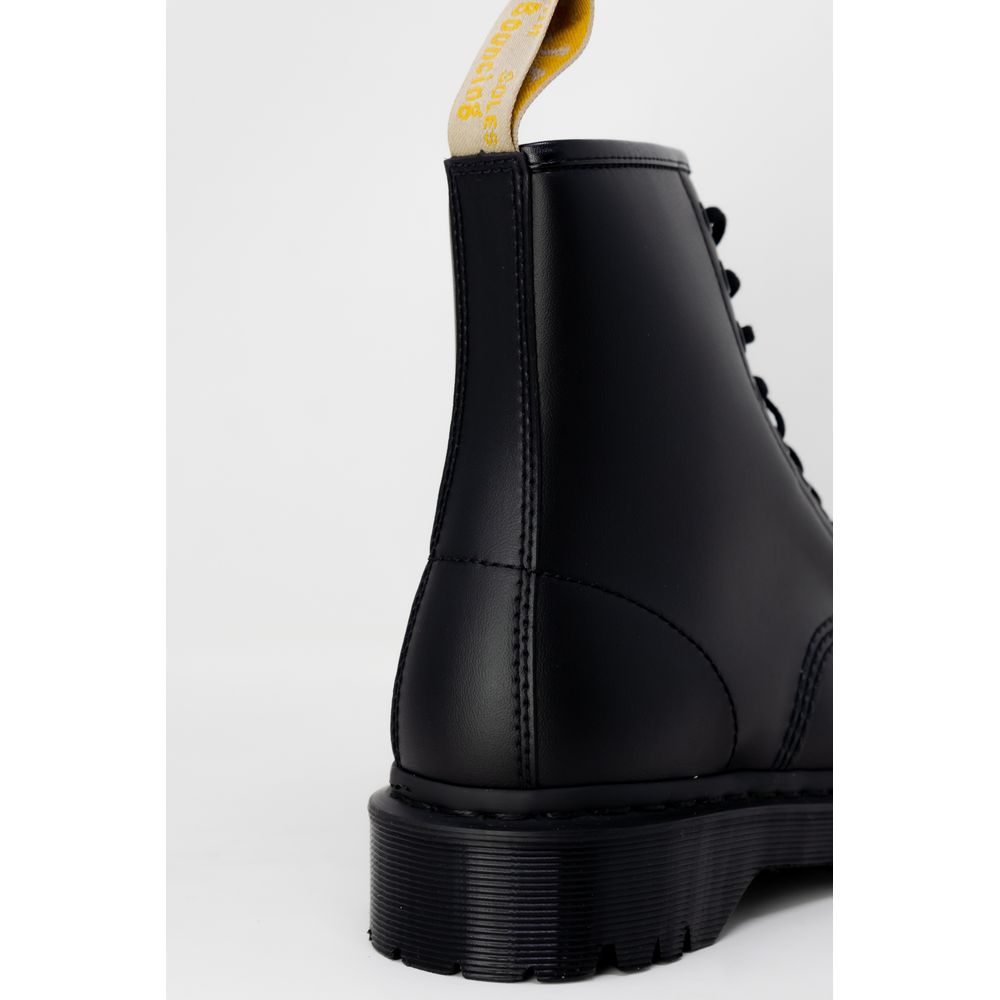 Black Polyester Lace-Up Boots