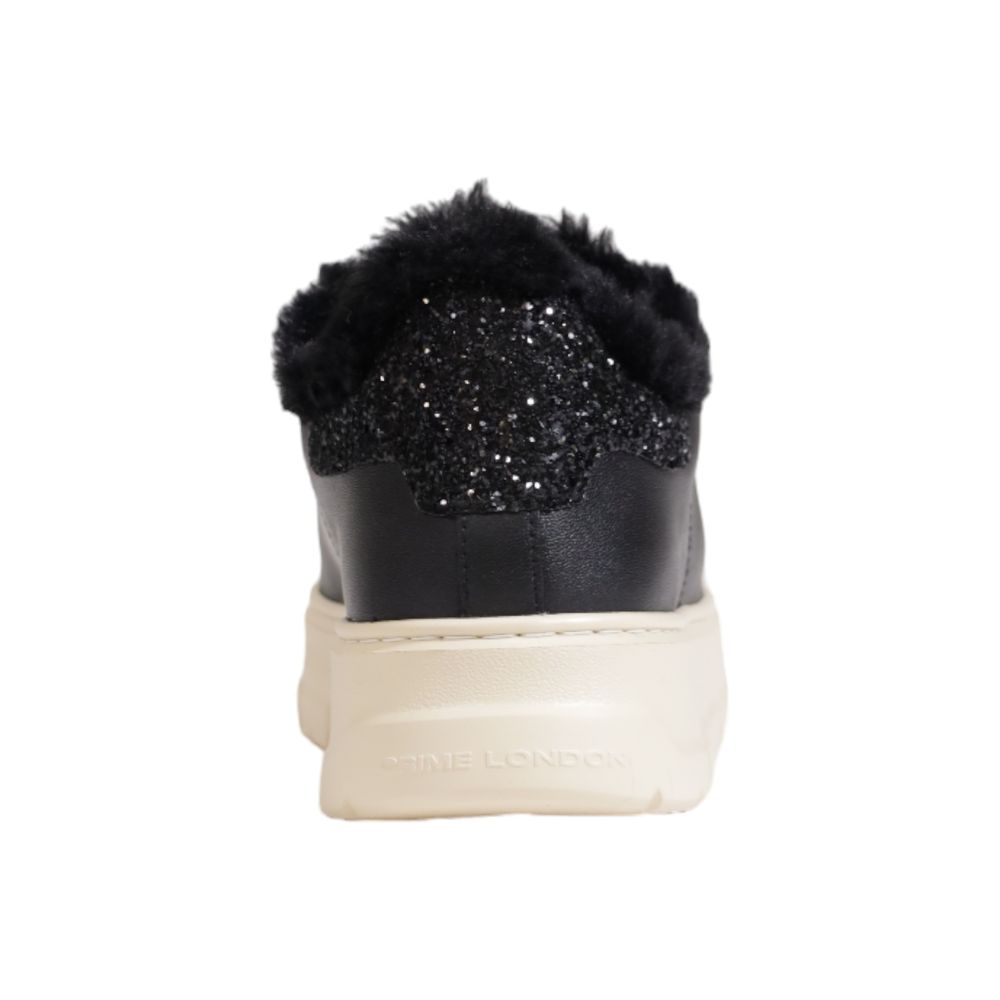 Black Leather Chunky Sneakers