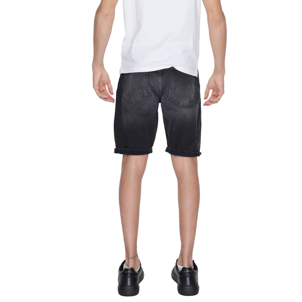 Black Cotton Bermuda Shorts