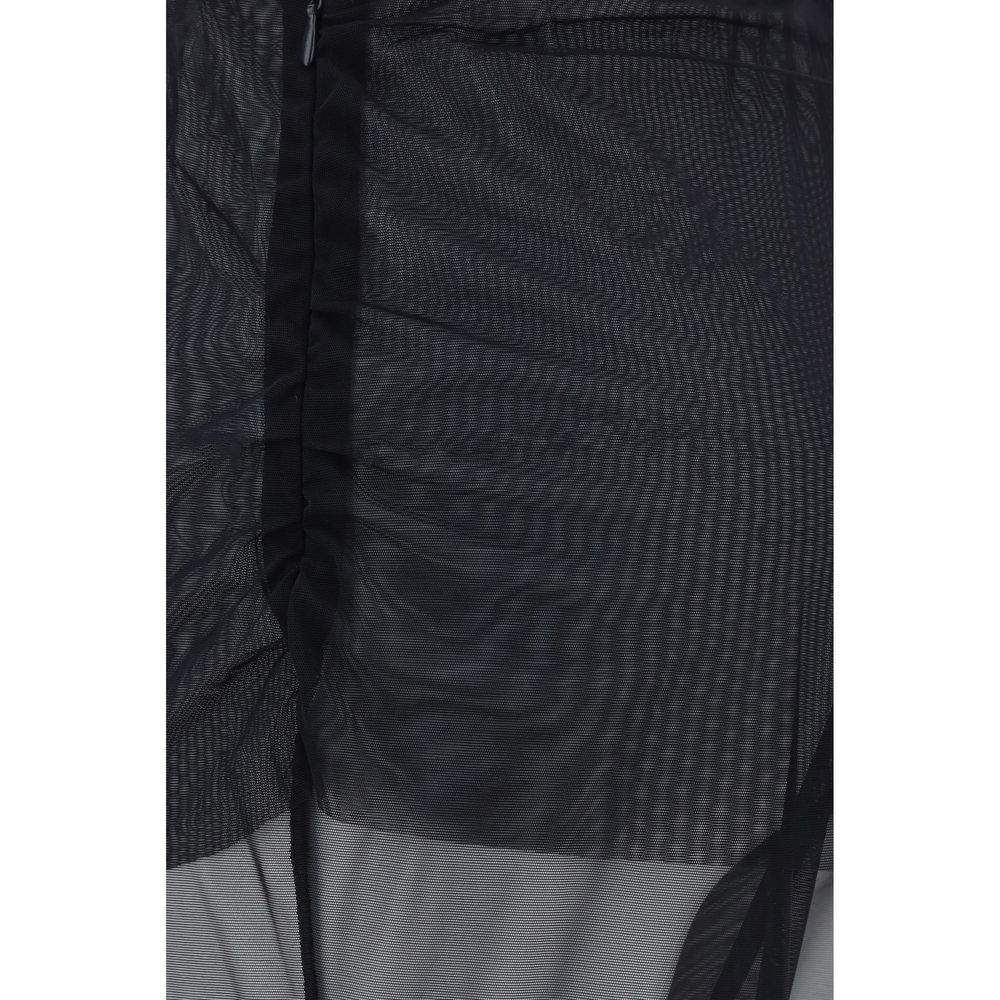 Black Polyester Casual Pants