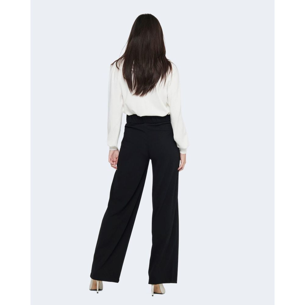 Black Polyester Casual Pants