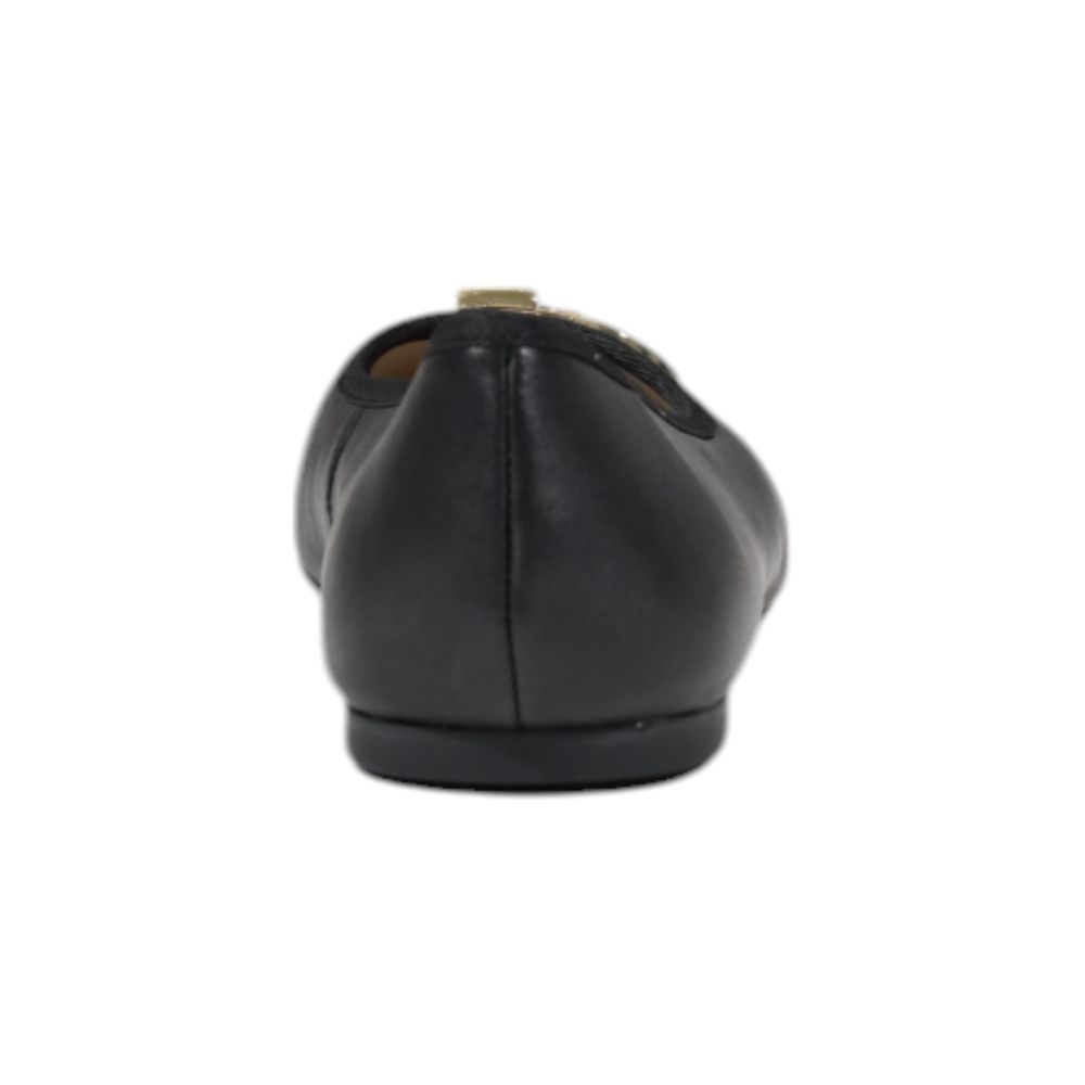 Black Leather Flat Shoe