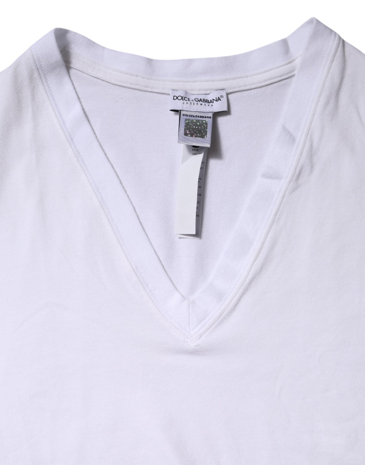 White Cotton Short Sleeves V-Neck Top T-shirt