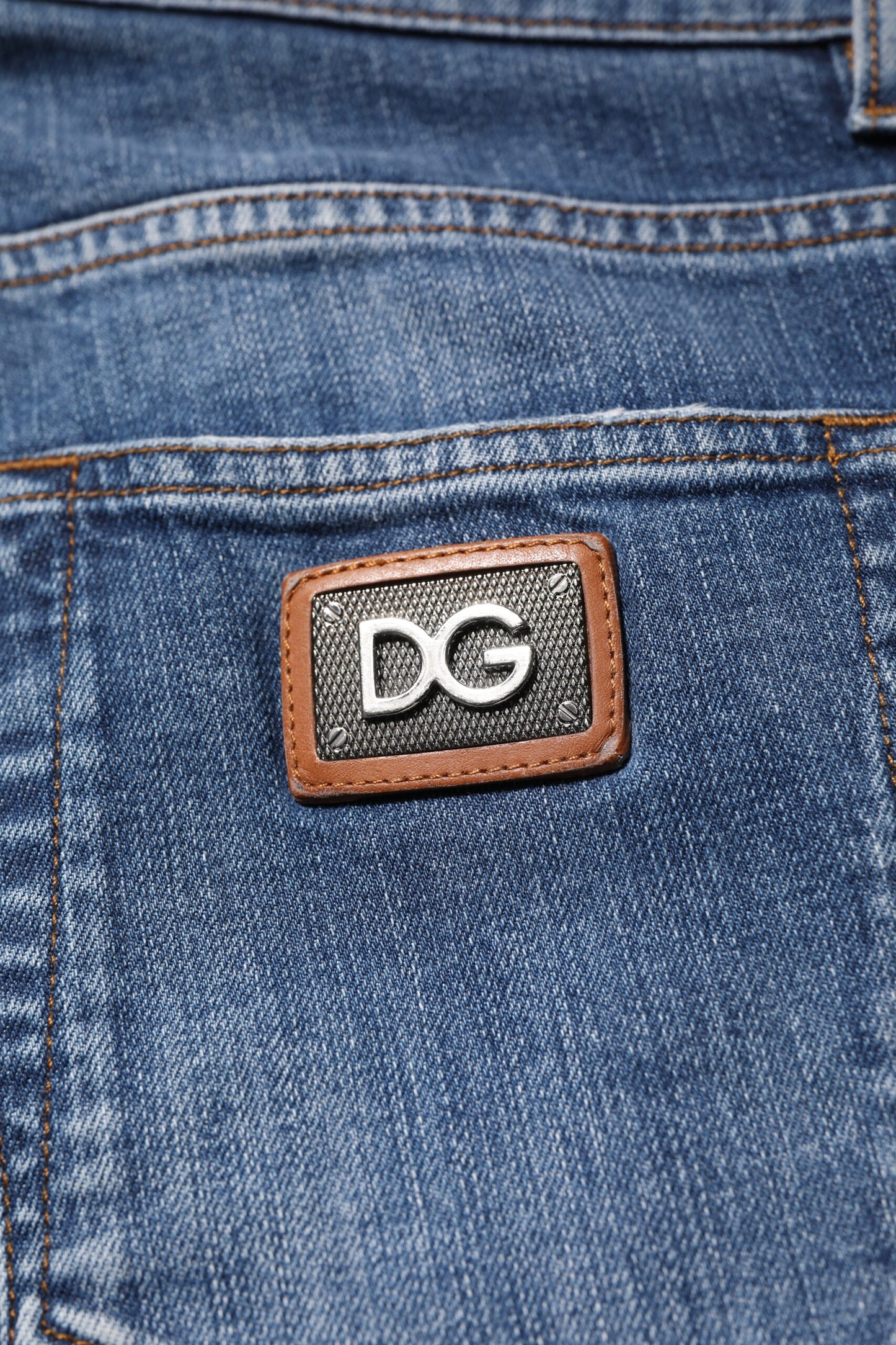 Blue Cotton Logo Plaque Denim Jeans