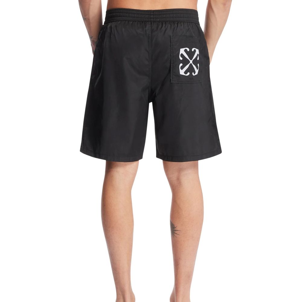 Black Polyester Swim Shorts