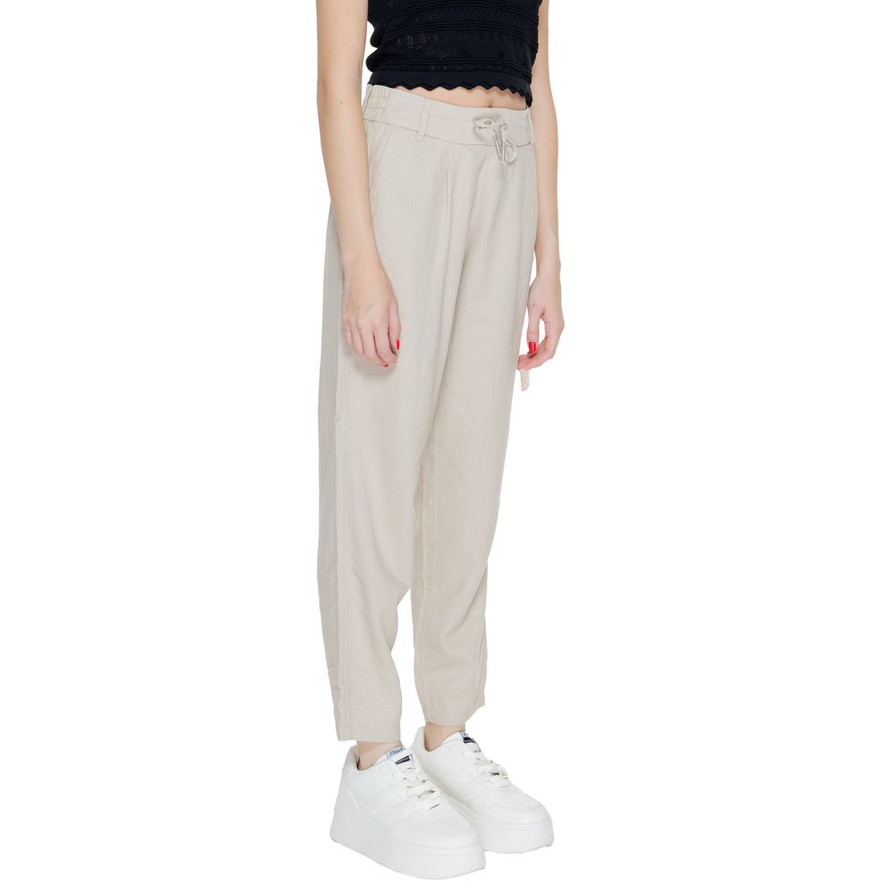 Beige Linen Casual Pants