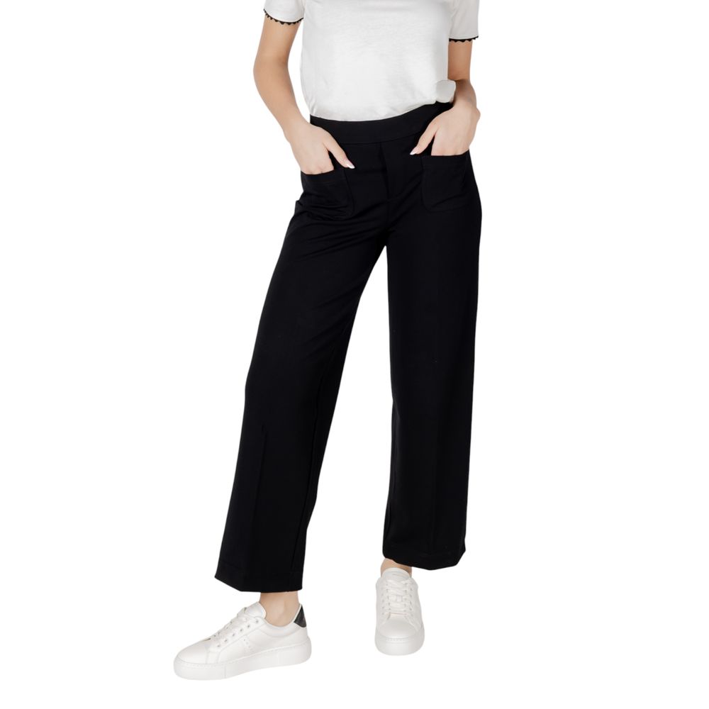Black Viscose Casual Pants