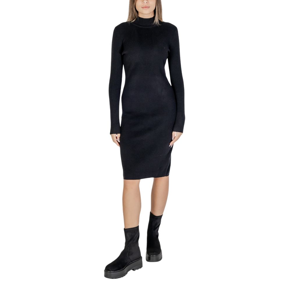 Black Viscose Midi Dress