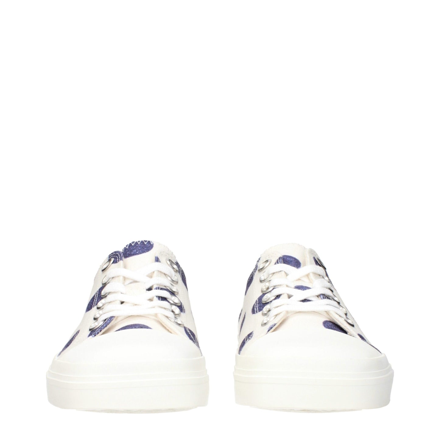White Fabric Low Tops
