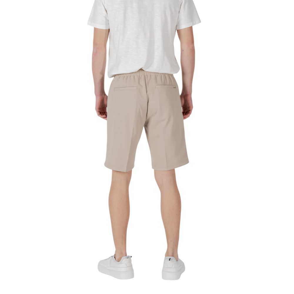 Beige Polyester Bermuda Shorts