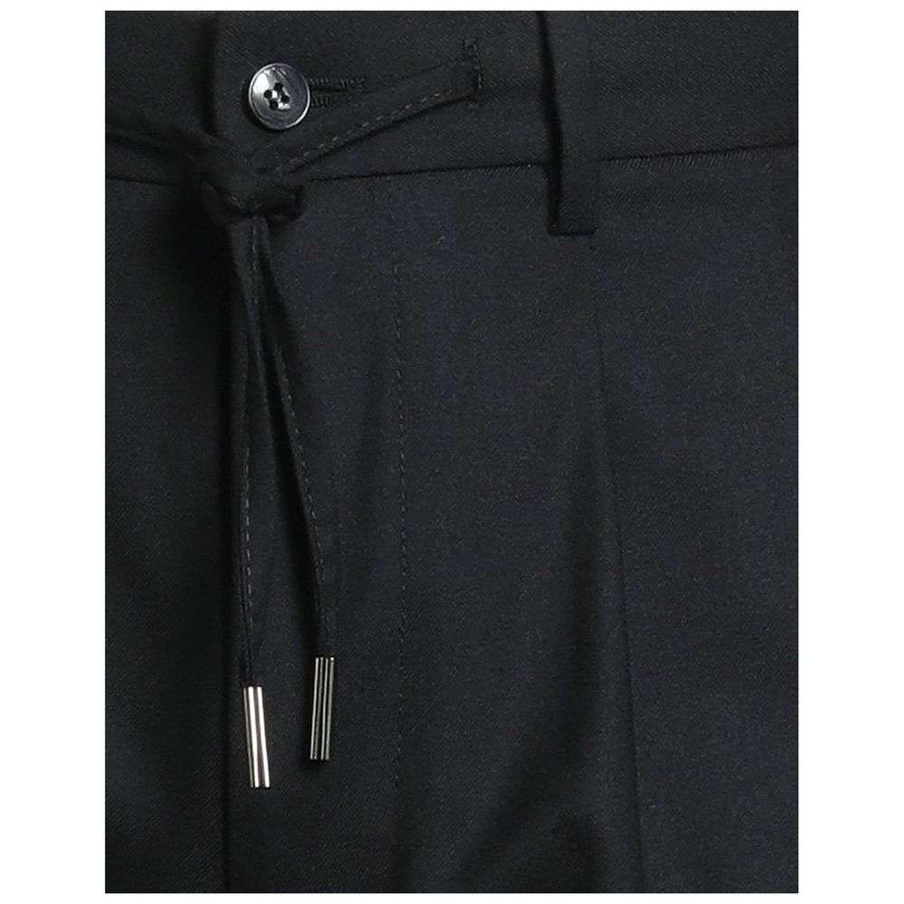 Black Elastane Casual Pants