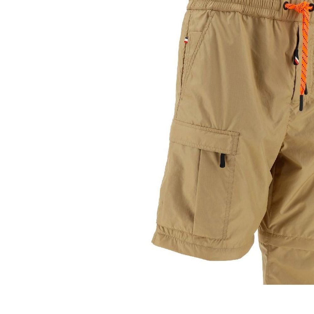 Beige Nylon Cargo Pants