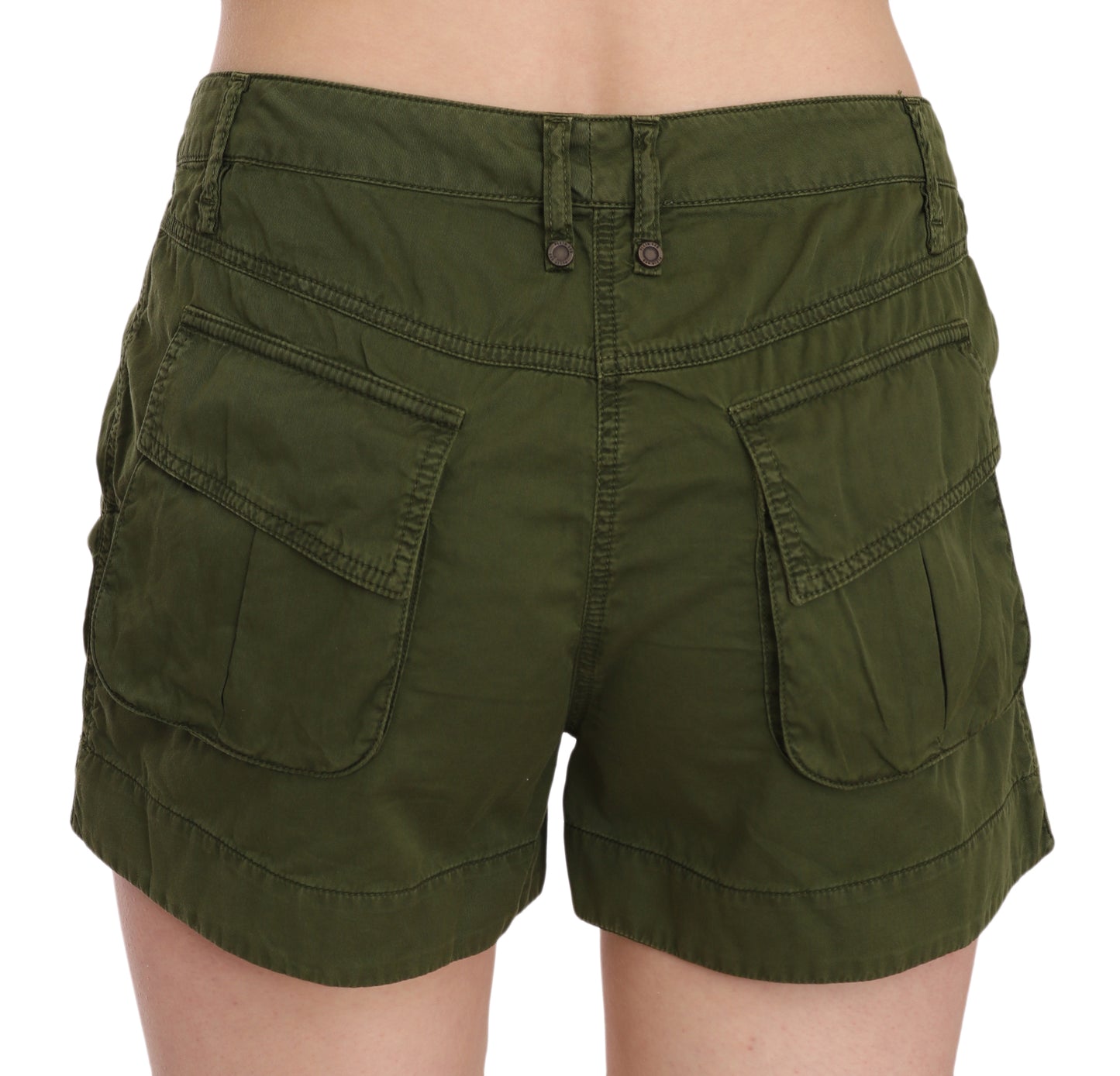 Green Mid Waist 100% Cotton Mini Shorts