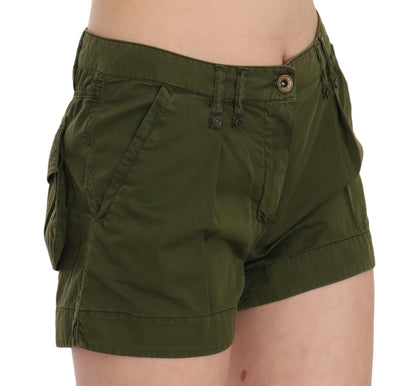 Green Mid Waist 100% Cotton Mini Shorts