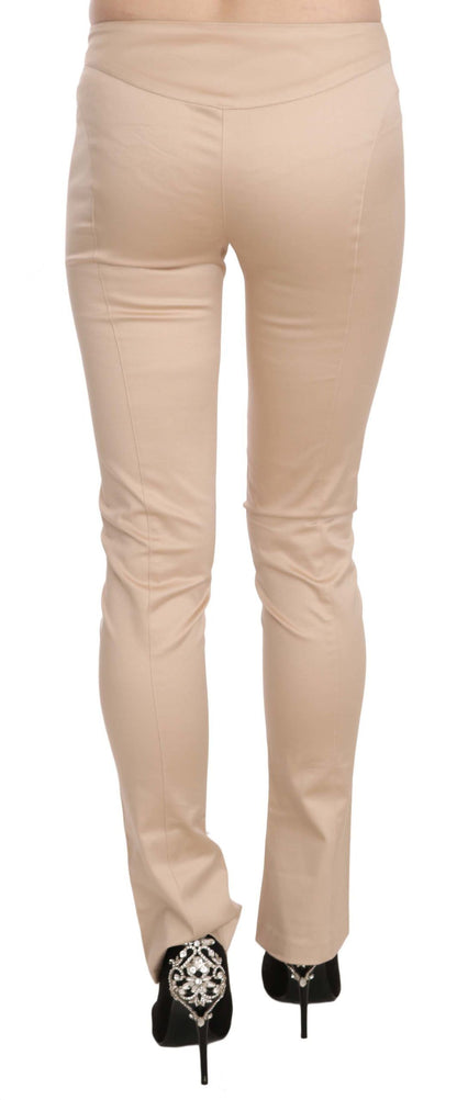 Cream Low Waist Skinny Formal Trousers Pants