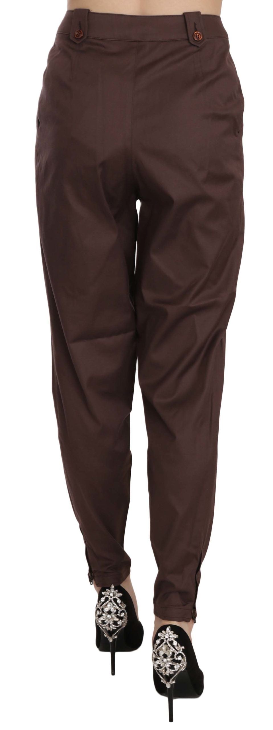 Brown High Waist Tapered Formal Trousers Pants