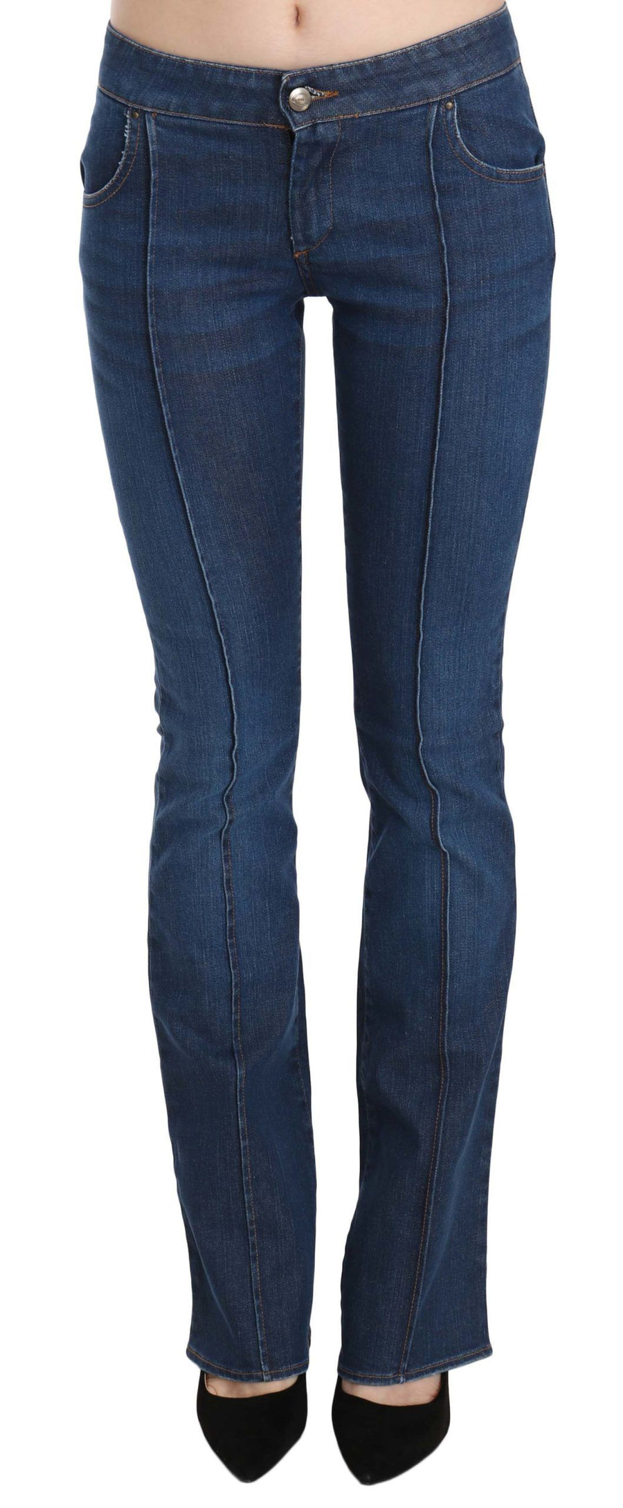 Blue Low Waist Boot Cut Denim Pants Jeans