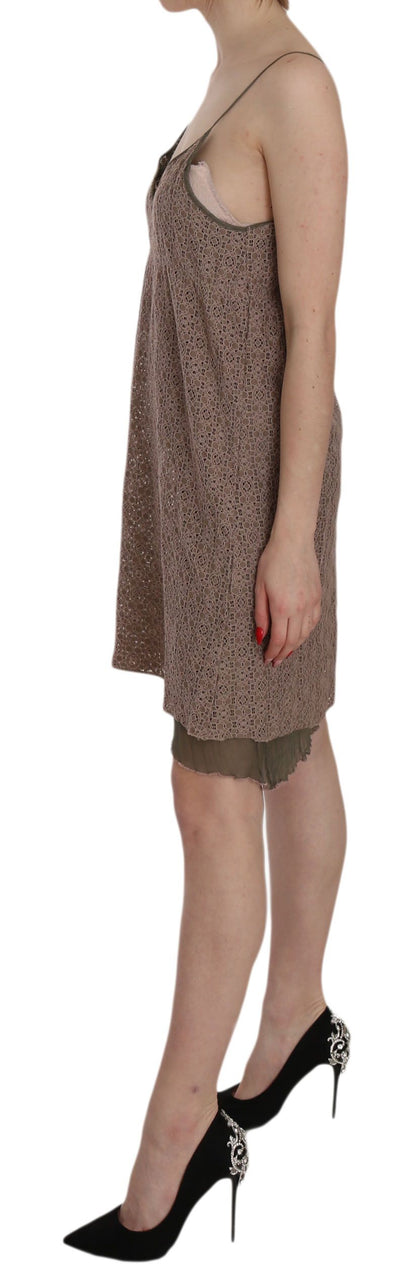 Cotton Green Spaghetti Strap A-line Mini Dress