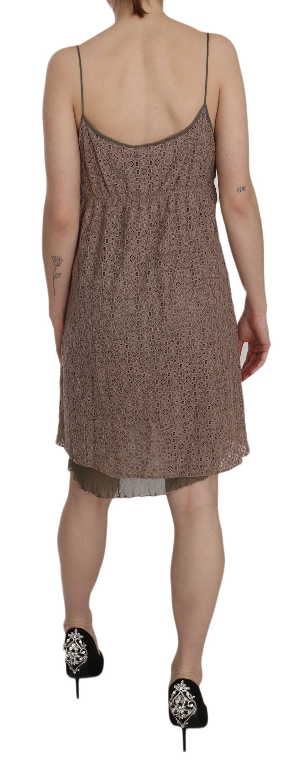 Cotton Green Spaghetti Strap A-line Mini Dress