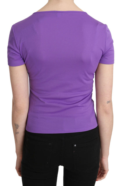 Purple 100% Polyester Short Sleeve Top  Blouse