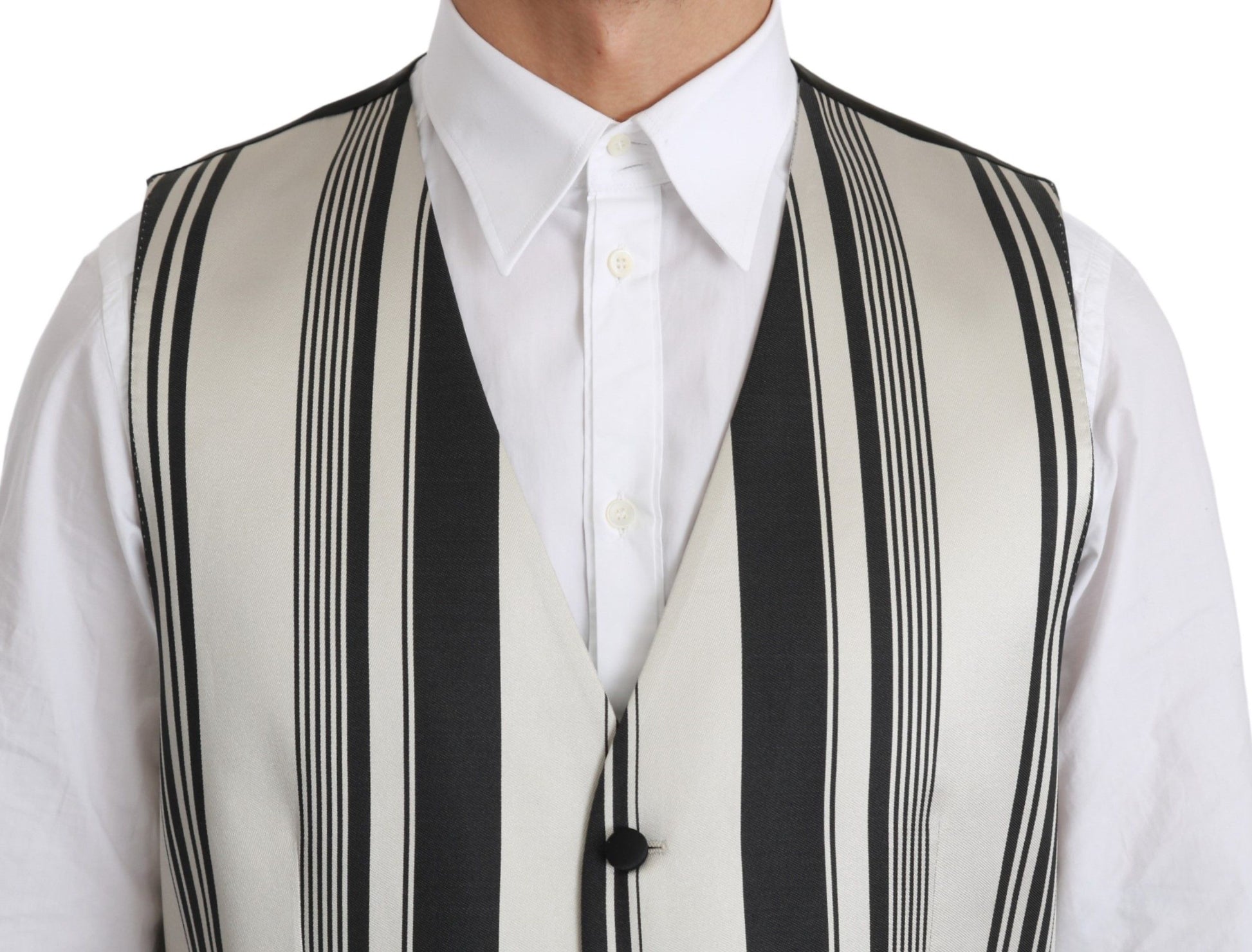 White Black Stripes Waistcoat Formal Vest