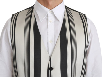 White Black Stripes Waistcoat Formal Vest