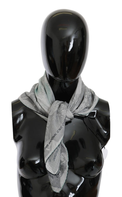Gray Silk Shawl Foulard Wrap Scarf