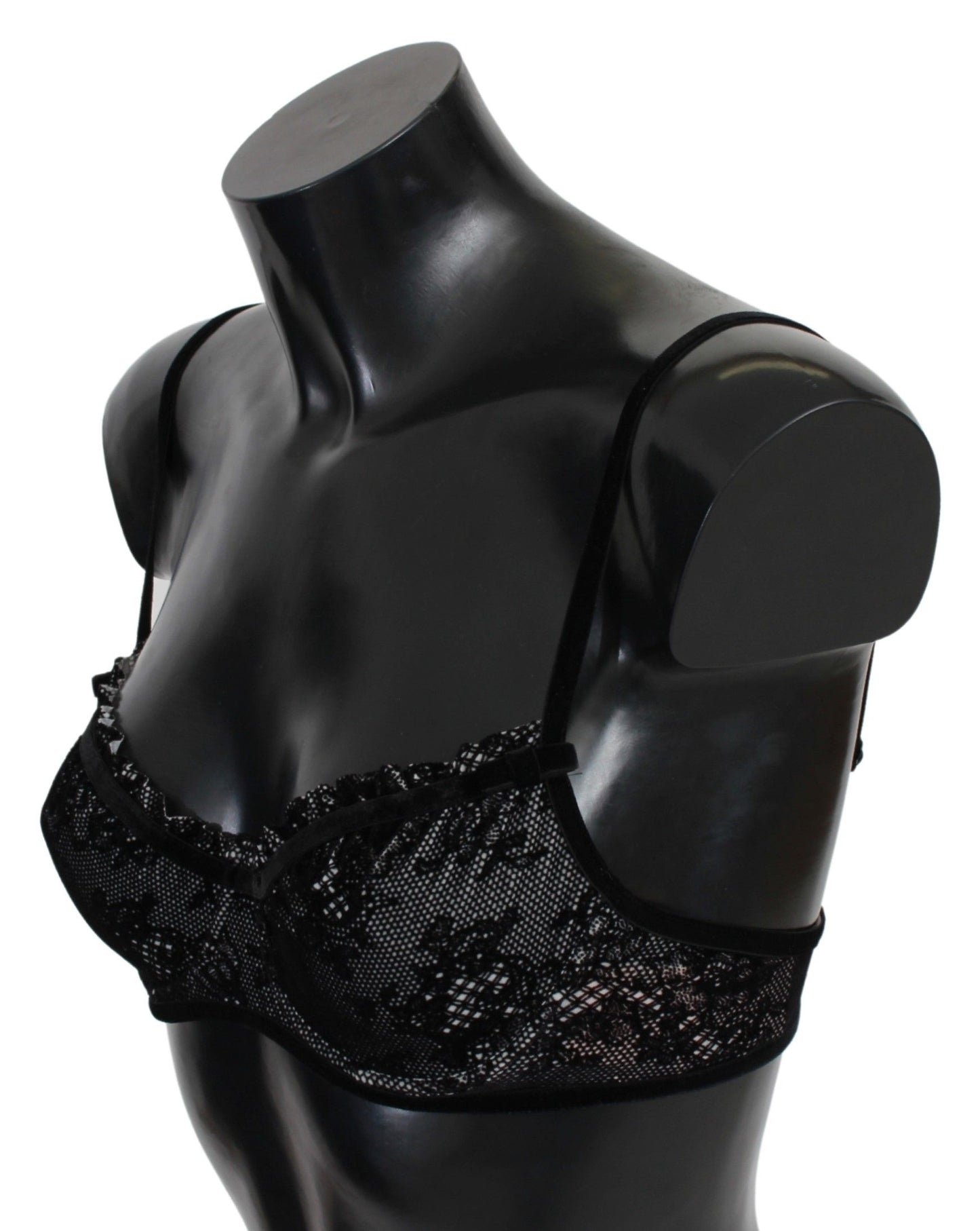 Black Mesh Balconcino Bra Nylon  Underwear