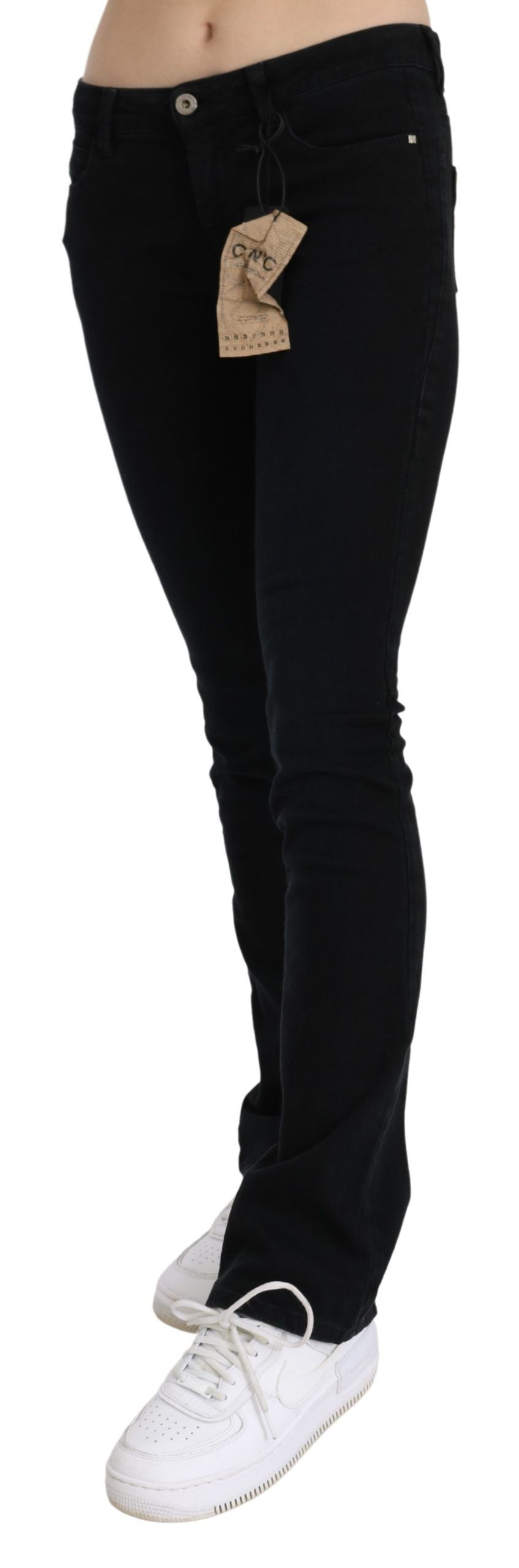 Black Low Waist Skinny Denim Cotton Jeans