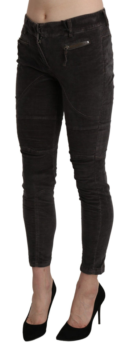 Brown Velvet Capri Cropped Cotton Pants