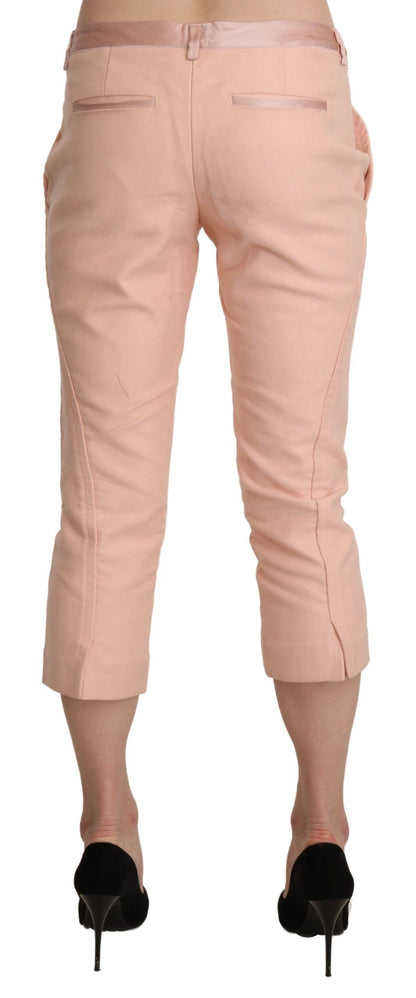 Pink Low Waist Skinny Cropped Capri Pants
