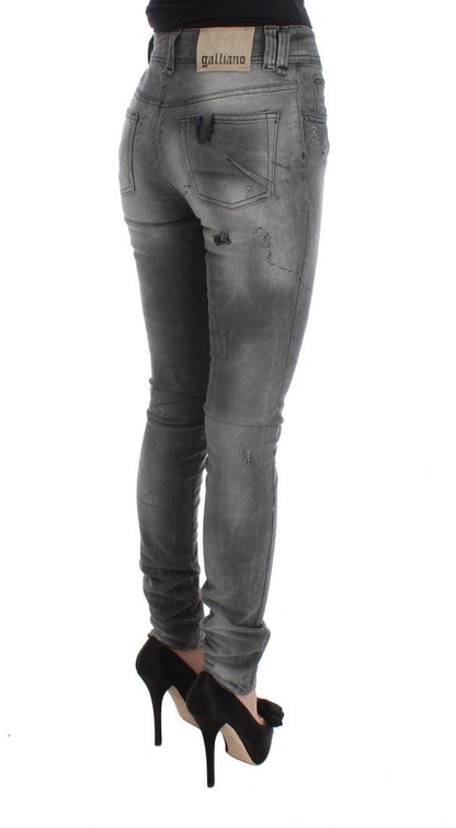 Gray Wash Cotton Blend Slim Fit Denim Jeans Pants