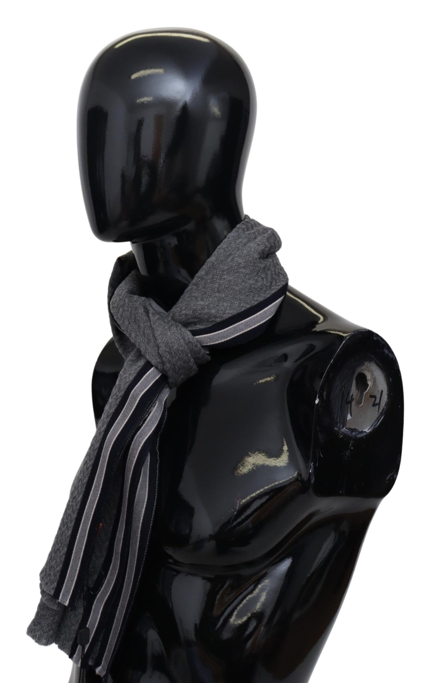 Gray Stripes Pattern 100% Wool Unisex Neck Wrap Scarf