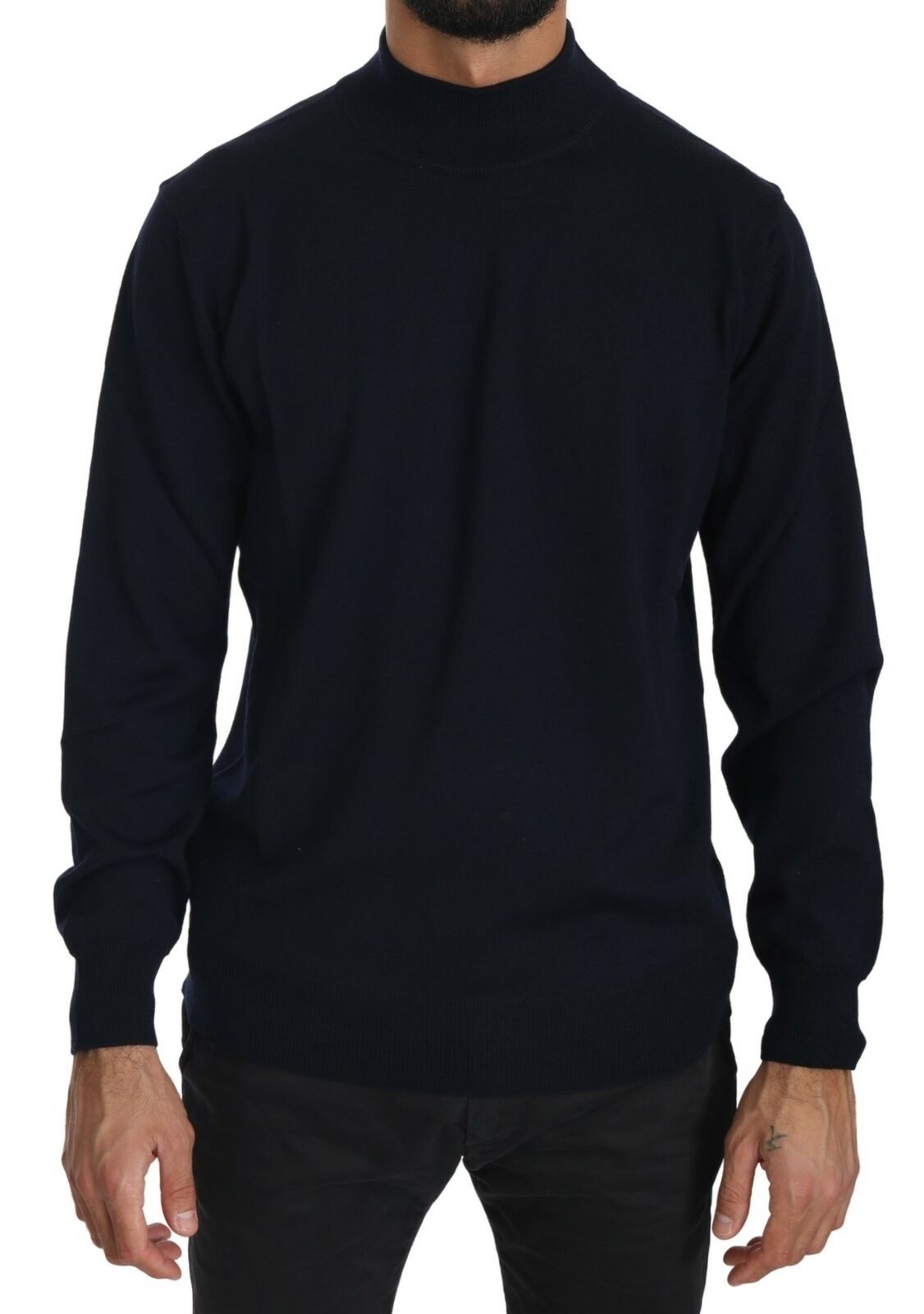 Dark Blue Crewneck Pullover 100% Wool Sweater