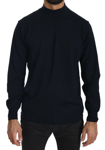 Dark Blue Crewneck Pullover 100% Wool Sweater