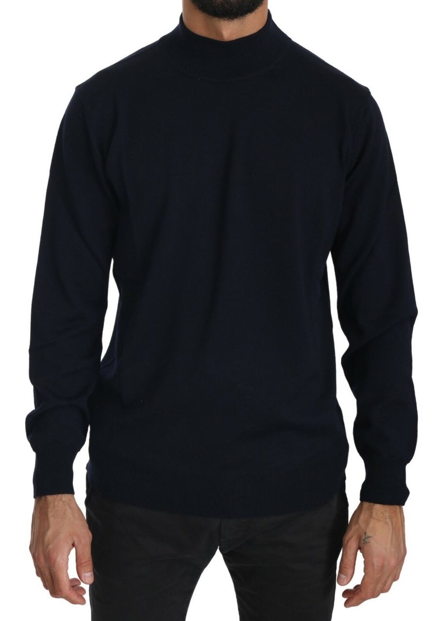 Dark Blue Crewneck Pullover 100% Wool Sweater