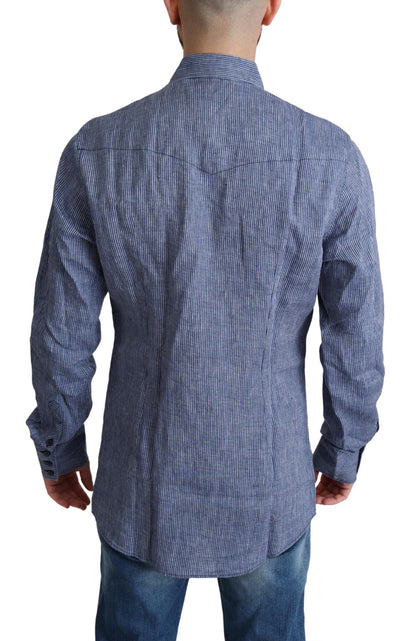 Blue Stripes Men Casual Button Down Shirt