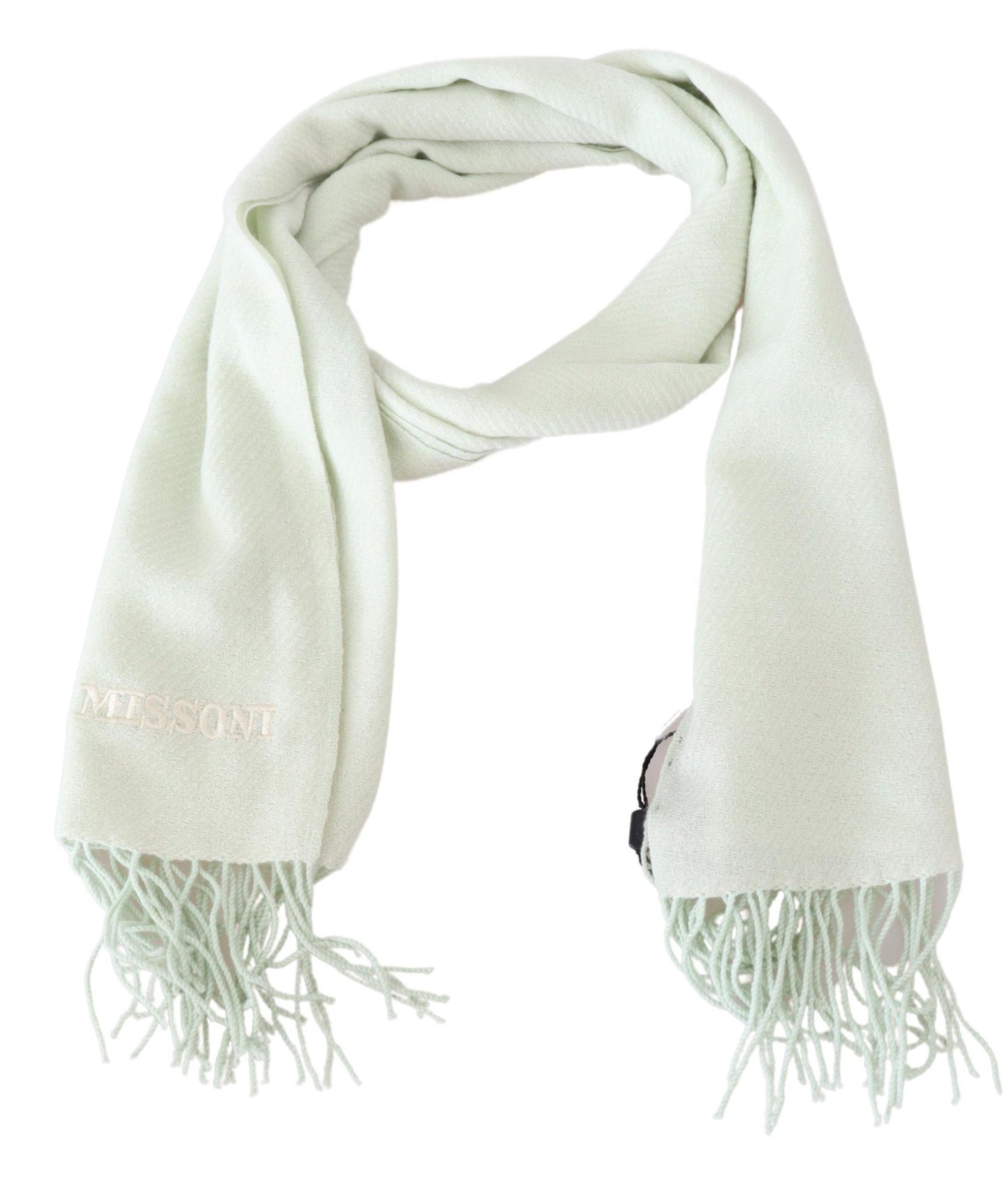 Light Green Pattern Cashmere Unisex Wrap Fringes Scarf