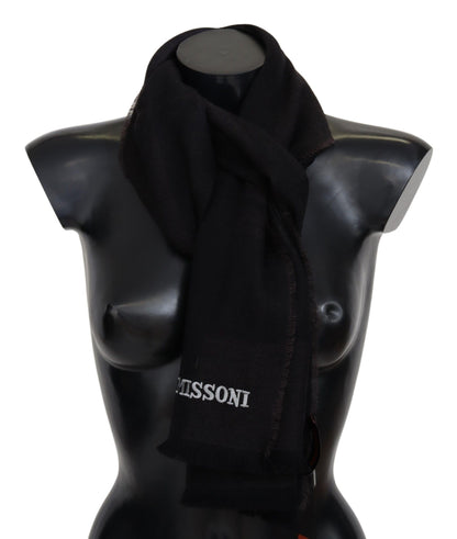 Black 100% Wool Unisex Neck Wrap Scarf