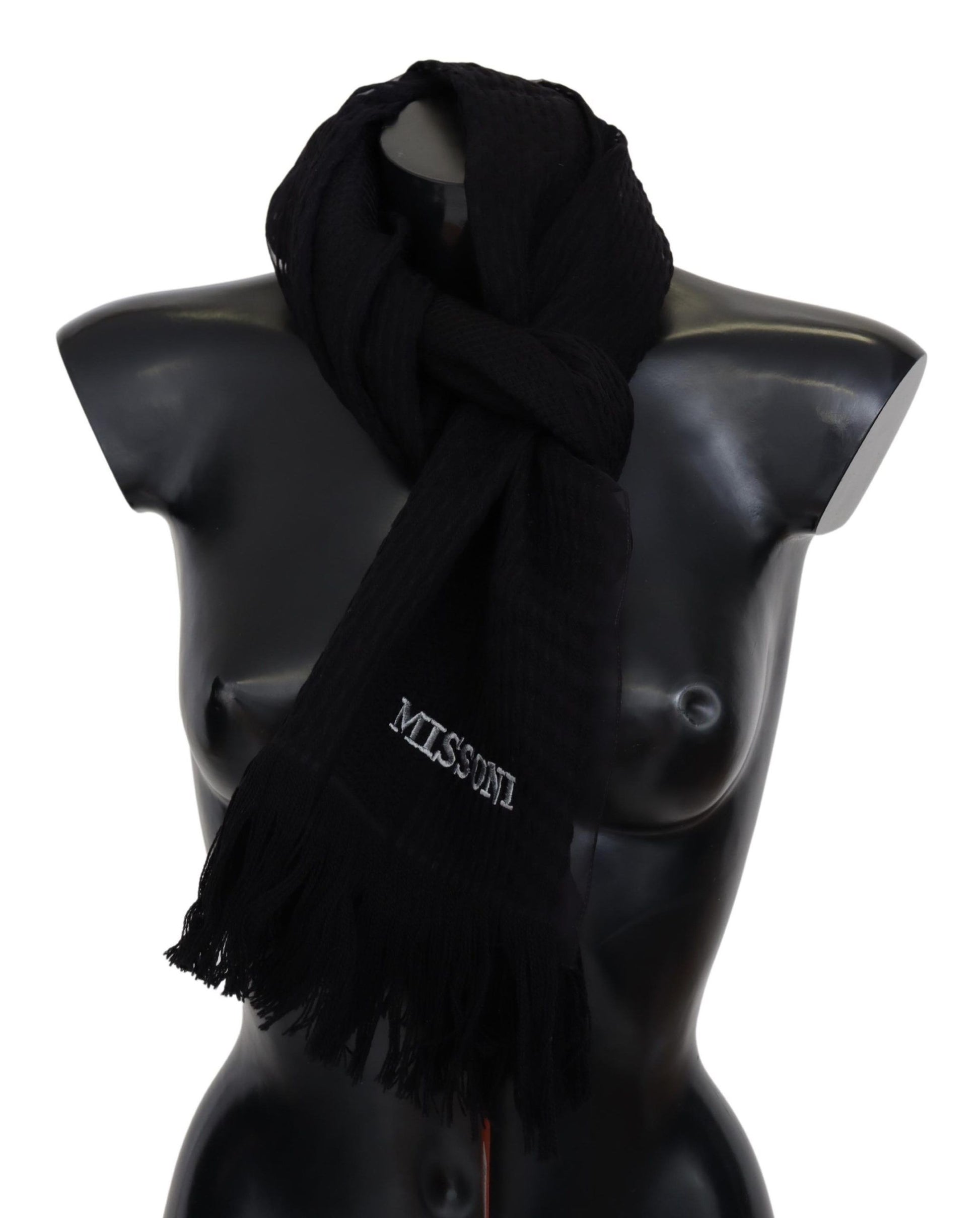 Black Wool Unisex Neck Warmer Wrap Scarf