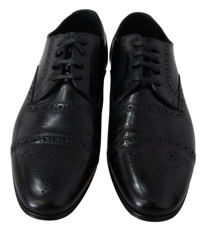 Black Leather Men Derby Formal Loafers Shoes