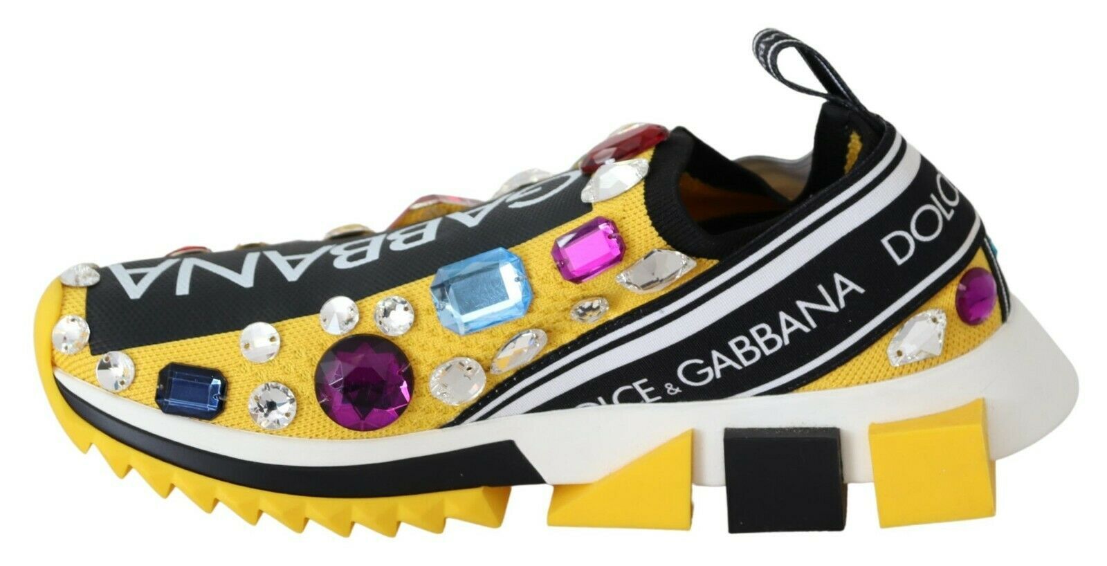 Yellow Multicolor Crystals Sneakers Shoes