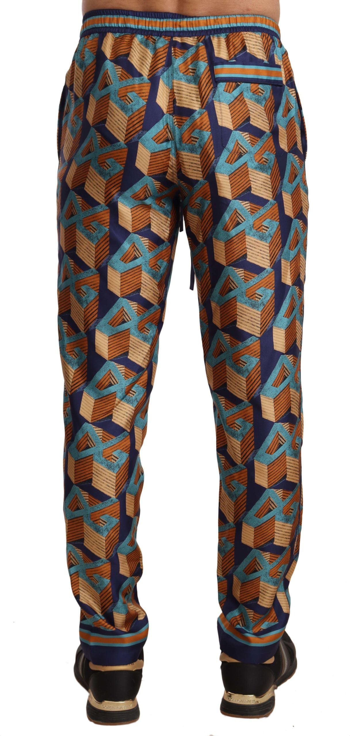 Multicolor Patterned Joggers Silk Pants