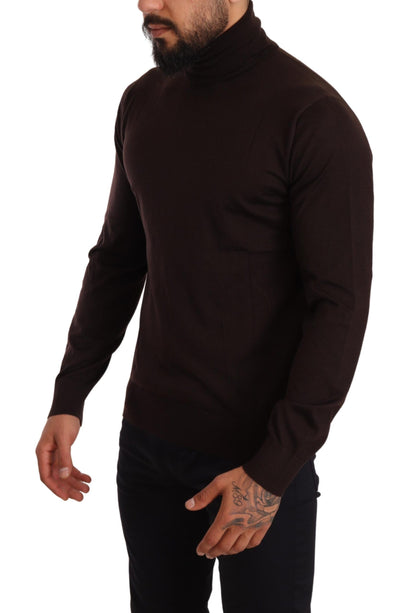 Brown Cashmere Turtleneck Pullover Sweater