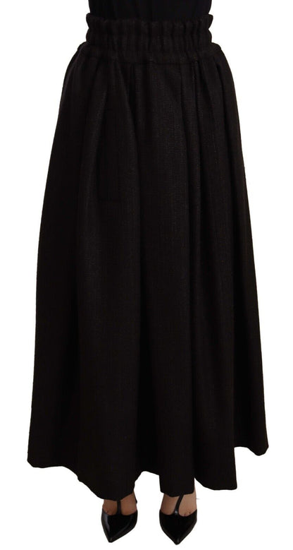Black Wool High Waist Maxi PIECE Skirt