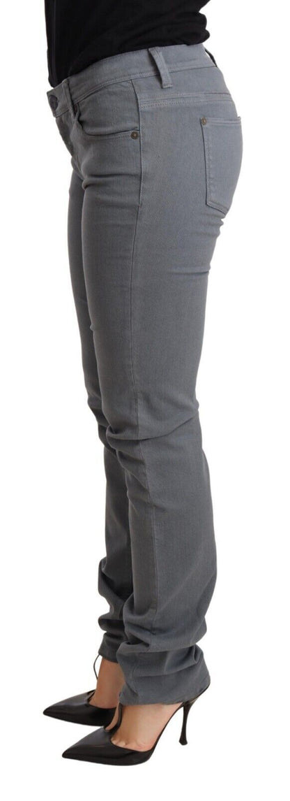 Gray Low Waist Skinny Slim Trouser Cotton Jeans