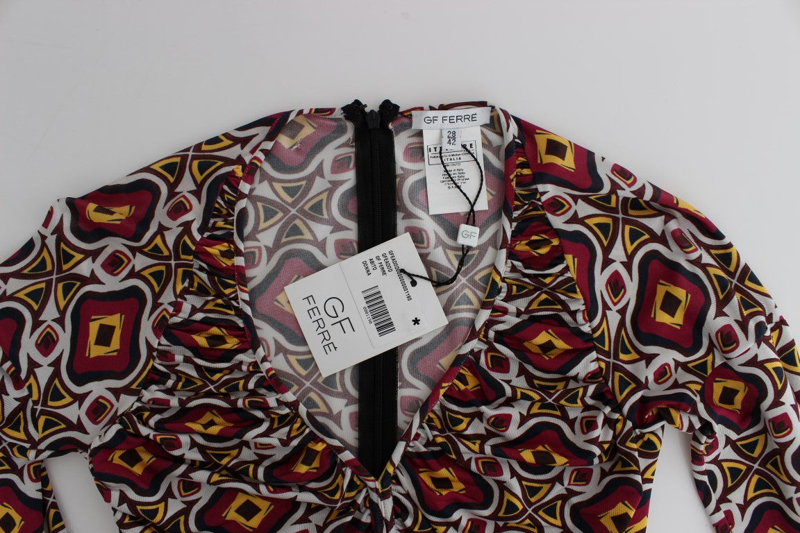 Multicolor Longsleeved Viscose Shift Dress