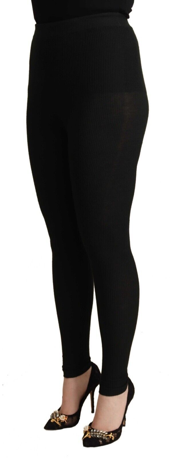 Black Cashmere Stretch Waist Tights Pants